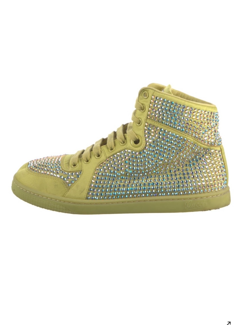 Gucci Yellow Crystal-Embellished High-Top Sneaker Women 8